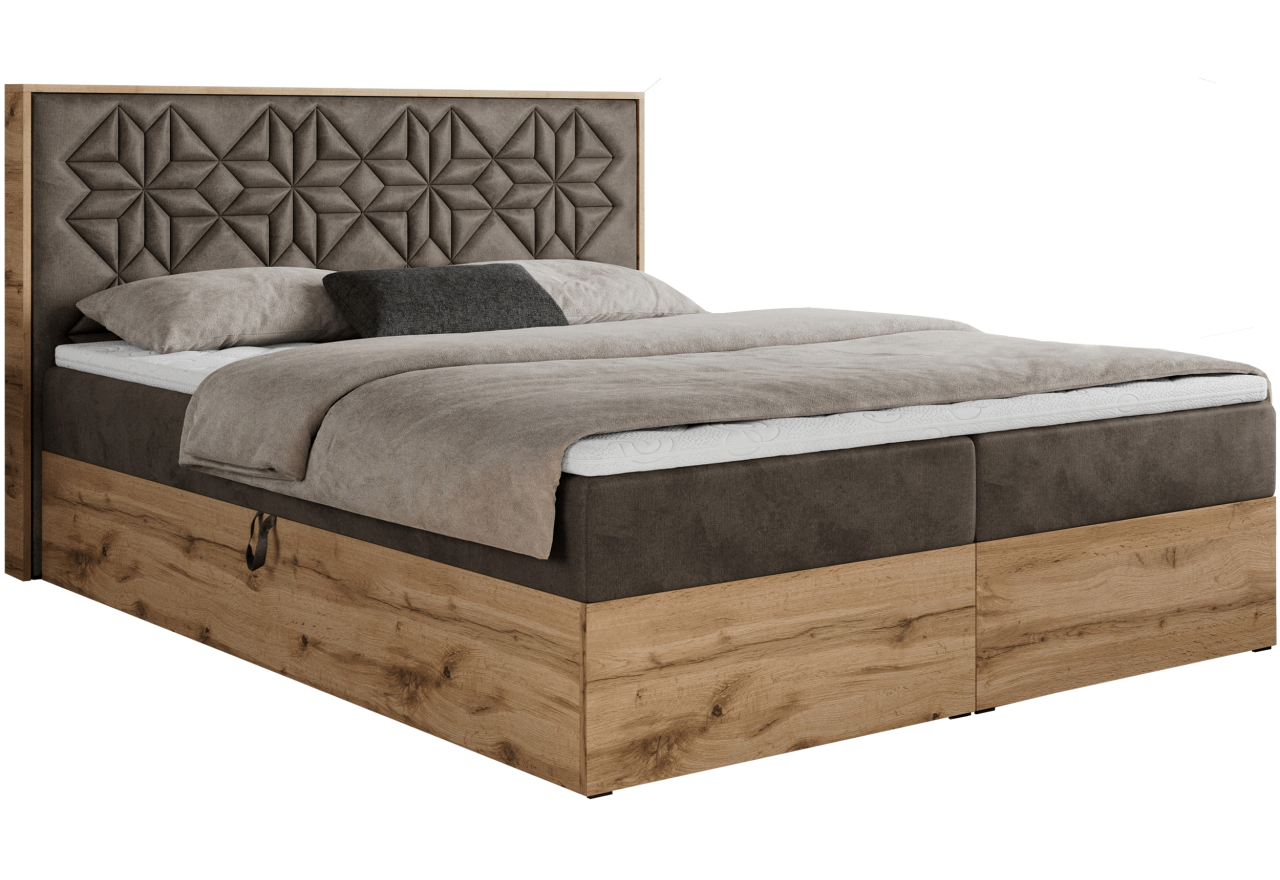 Łóżko kontynentalne NESSI 180x200 - H3 - brązowy, welwet