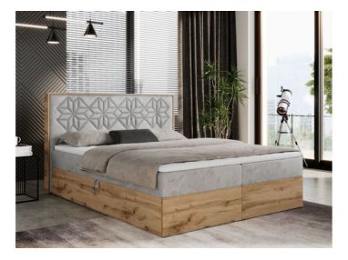 Łóżko kontynentalne NESSI 140x200 - H3 - jasnoszary, welwet