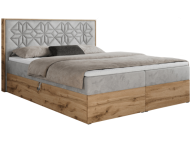 Łóżko kontynentalne NESSI 140x200 - H3 - jasnoszary, welwet