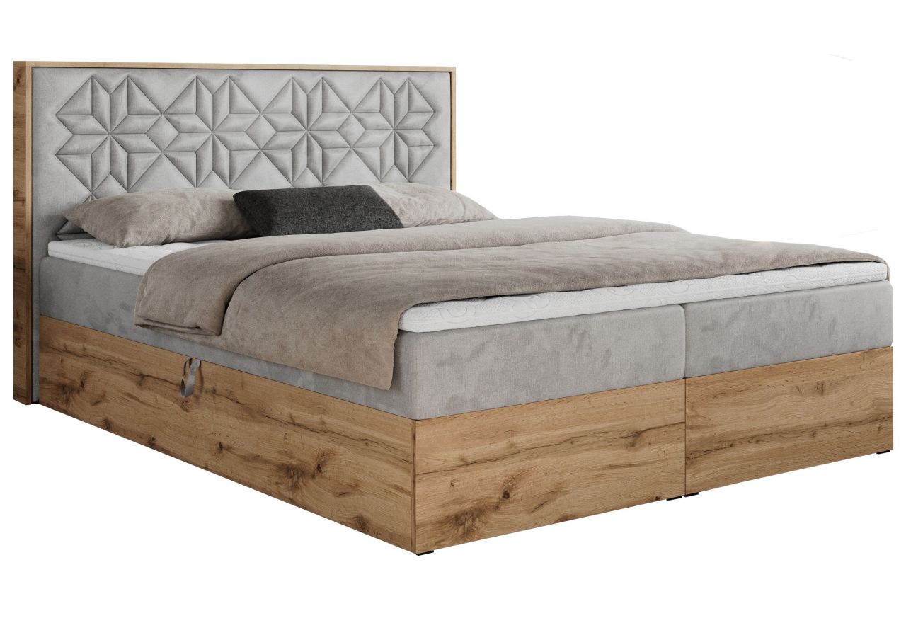 Łóżko kontynentalne NESSI 140x200 - H3 - jasnoszary, welwet