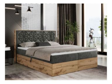 Łóżko kontynentalne NESSI 180x200 - H3 - ciemnoszary, welwet