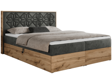 Łóżko kontynentalne NESSI 200x200 - H3 - ciemnoszary, welwet