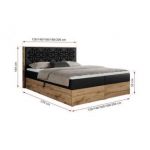 Łóżko kontynentalne NESSI 120x200 - H3 - czarny, ekoskóra