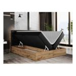 Łóżko kontynentalne NESSI 120x200 - H3 - czarny, ekoskóra