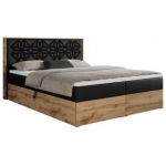 Łóżko kontynentalne NESSI 120x200 - H3 - czarny, ekoskóra