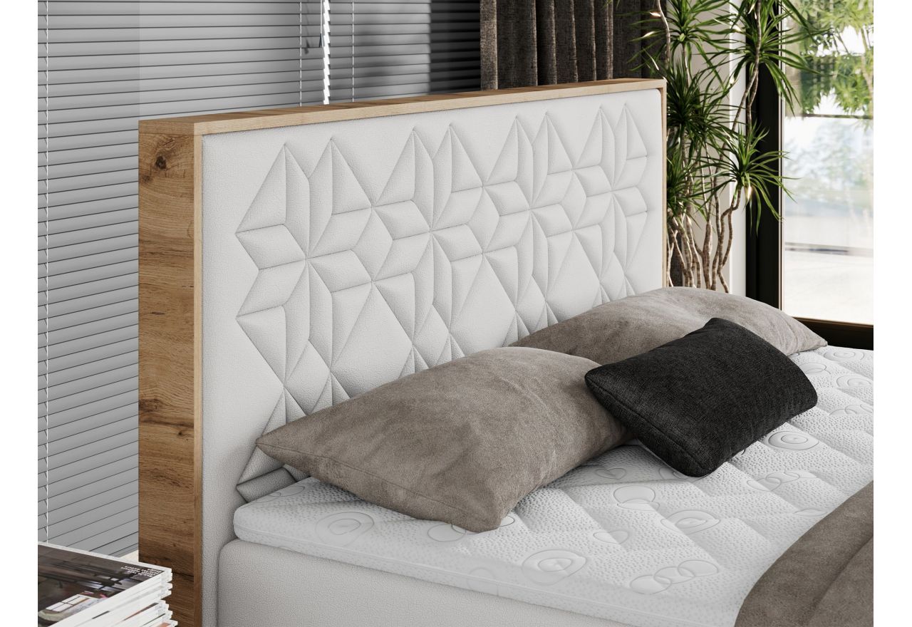 Łóżko kontynentalne NESSI 120x200 - H3 - biały, ekoskóra