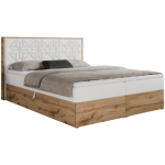 Łóżko kontynentalne NESSI 160x200 - H3 - biały, ekoskóra