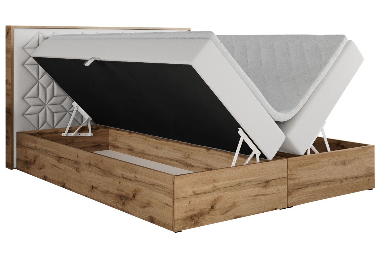 Łóżko kontynentalne NESSI 160x200 - H3 - biały, ekoskóra