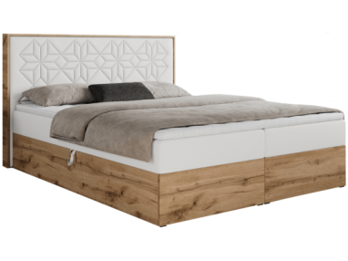 Łóżko kontynentalne NESSI 180x200 - H3 - biały, ekoskóra