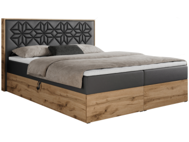 Łóżko kontynentalne NESSI 180x200 - H3 - szary, ekoskóra