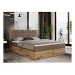 Łóżko kontynentalne NESSI 200x200 - H3 - brązowy, ekoskóra