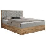 Łóżko kontynentalne NESSI 120x200 - H4 - jasnoszary, struktura