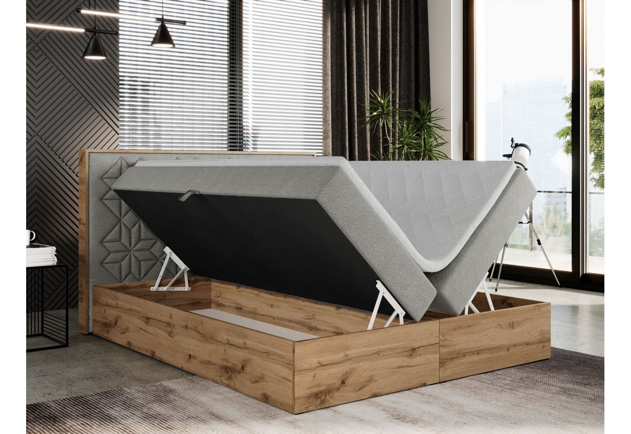 Łóżko kontynentalne NESSI 140x200 - H4 - jasnoszary, struktura