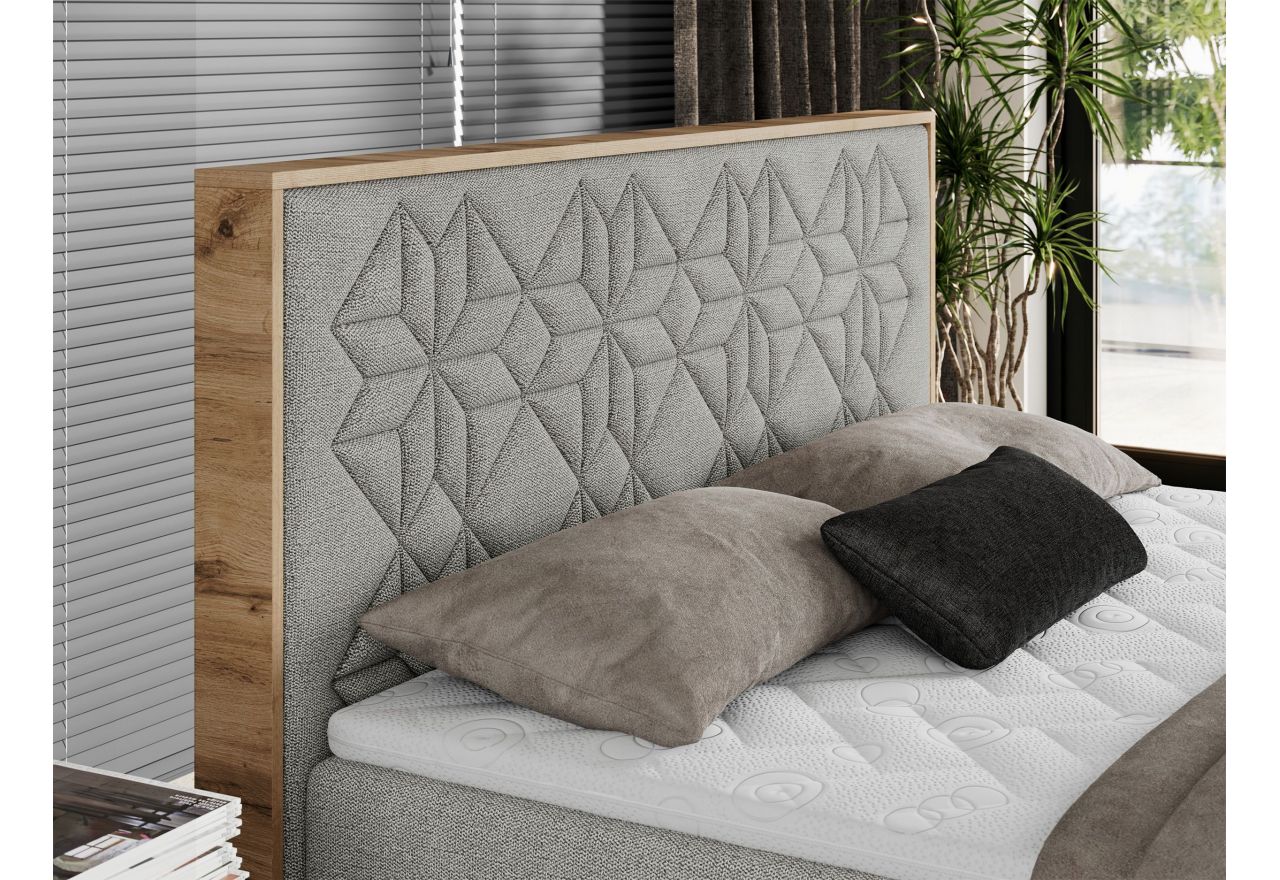 Łóżko kontynentalne NESSI 180x200 - H4 - jasnoszary, struktura