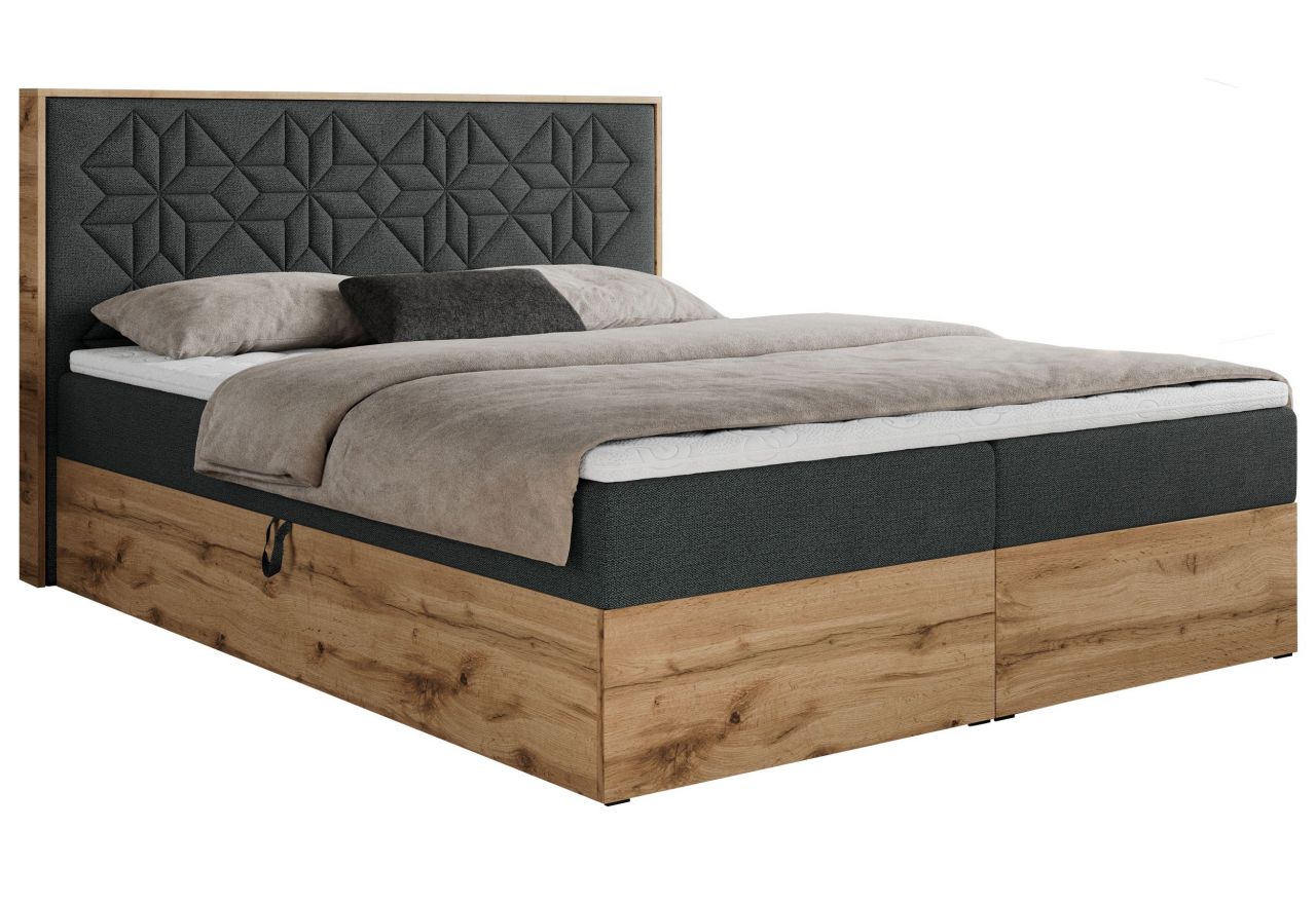 Łóżko kontynentalne NESSI 160x200 - H4 - ciemnoszary, struktura