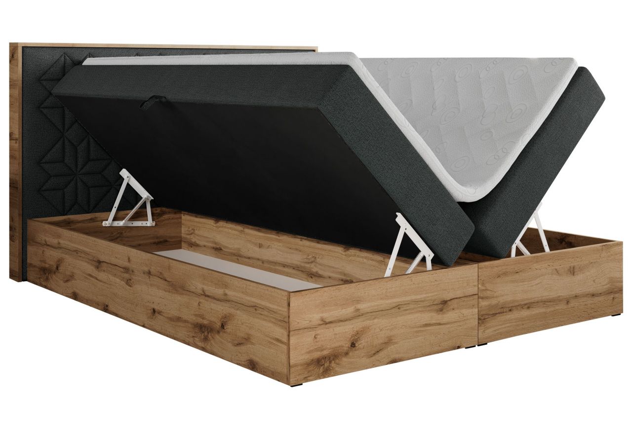 Łóżko kontynentalne NESSI 160x200 - H4 - ciemnoszary, struktura