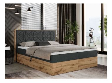 Łóżko kontynentalne NESSI 200x200 - H4 - ciemnoszary, struktura