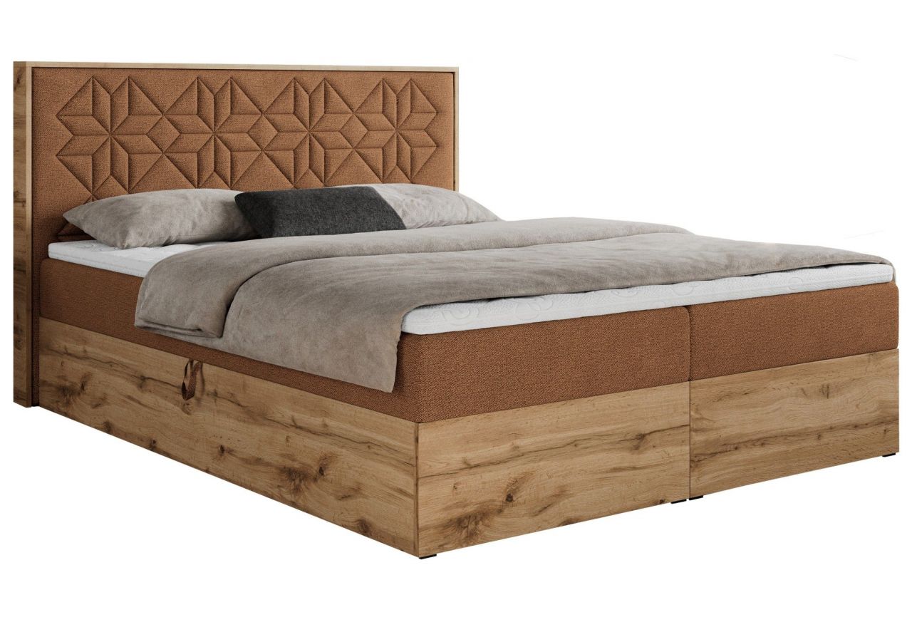 Łóżko kontynentalne NESSI 140x200 - H4 - pomarańczowy, struktura