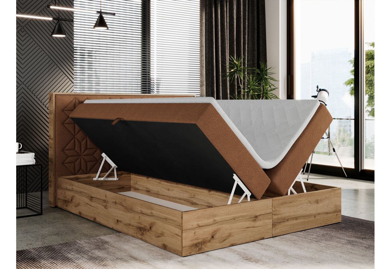 Łóżko kontynentalne NESSI 200x200 - H4 - pomarańczowy, struktura