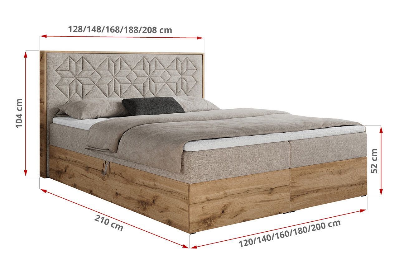 Łóżko kontynentalne NESSI 140x200 - H4 - beżowy, struktura