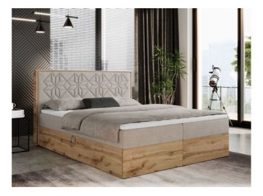 Łóżko kontynentalne NESSI 200x200 - H4 - beżowy, struktura