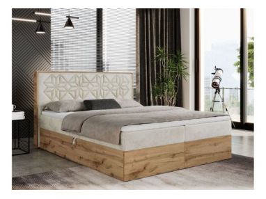 Łóżko kontynentalne NESSI 120x200 - H4 - beżowy, welwet