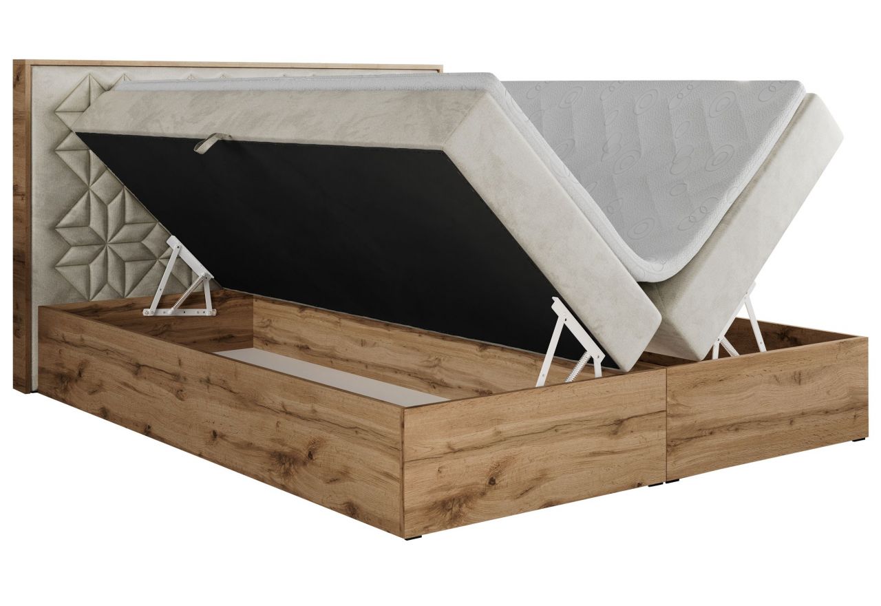 Łóżko kontynentalne NESSI 180x200 - H4 - beżowy, welwet