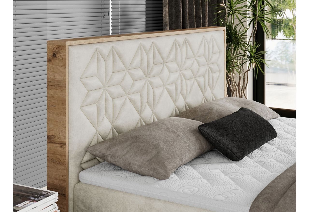 Łóżko kontynentalne NESSI 200x200 - H4 - beżowy, welwet