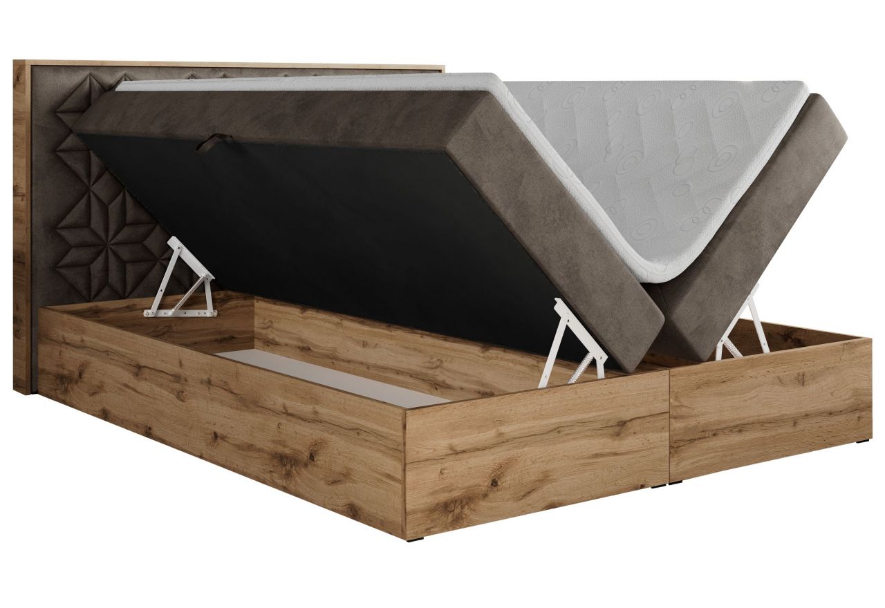 Łóżko kontynentalne NESSI 140x200 - H4 - brązowy, welwet