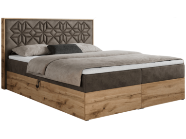 Łóżko kontynentalne NESSI 160x200 - H4 - brązowy, welwet