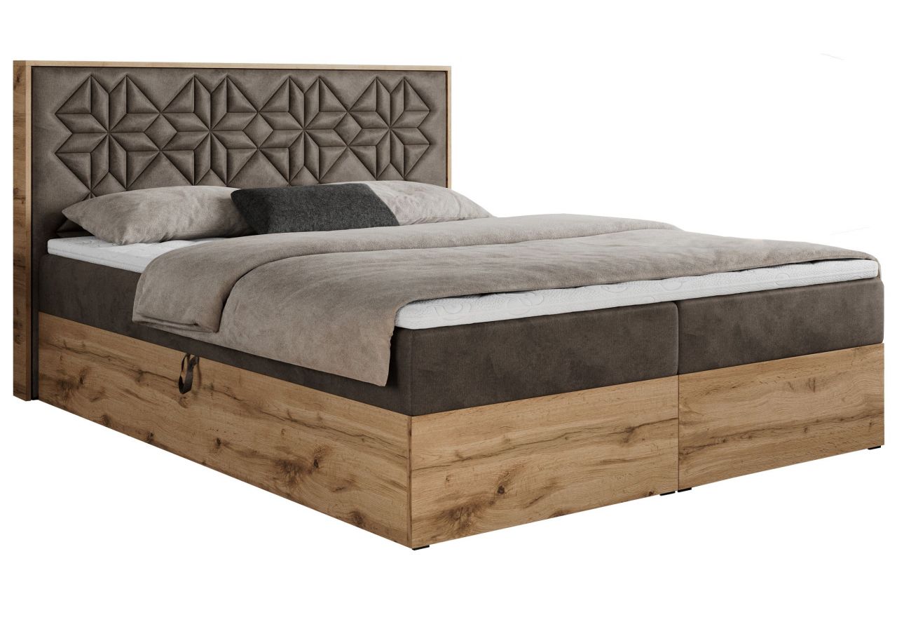 Łóżko kontynentalne NESSI 180x200 - H4 - brązowy, welwet