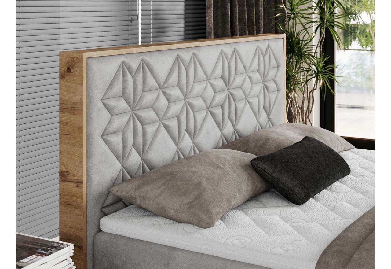 Łóżko kontynentalne NESSI 160x200 - H4 - jasnoszary, welwet