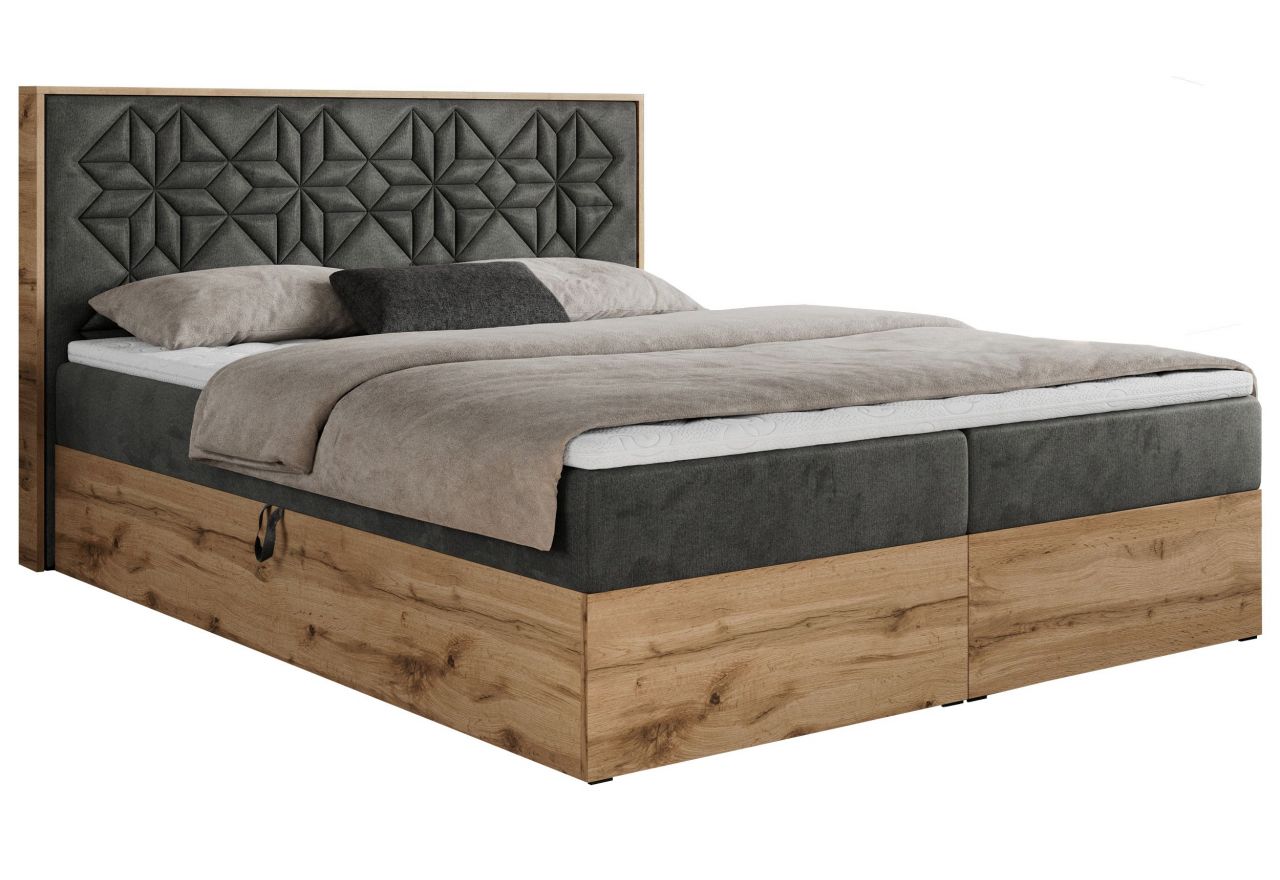 Łóżko kontynentalne NESSI 140x200 - H4 - ciemnoszary, welwet