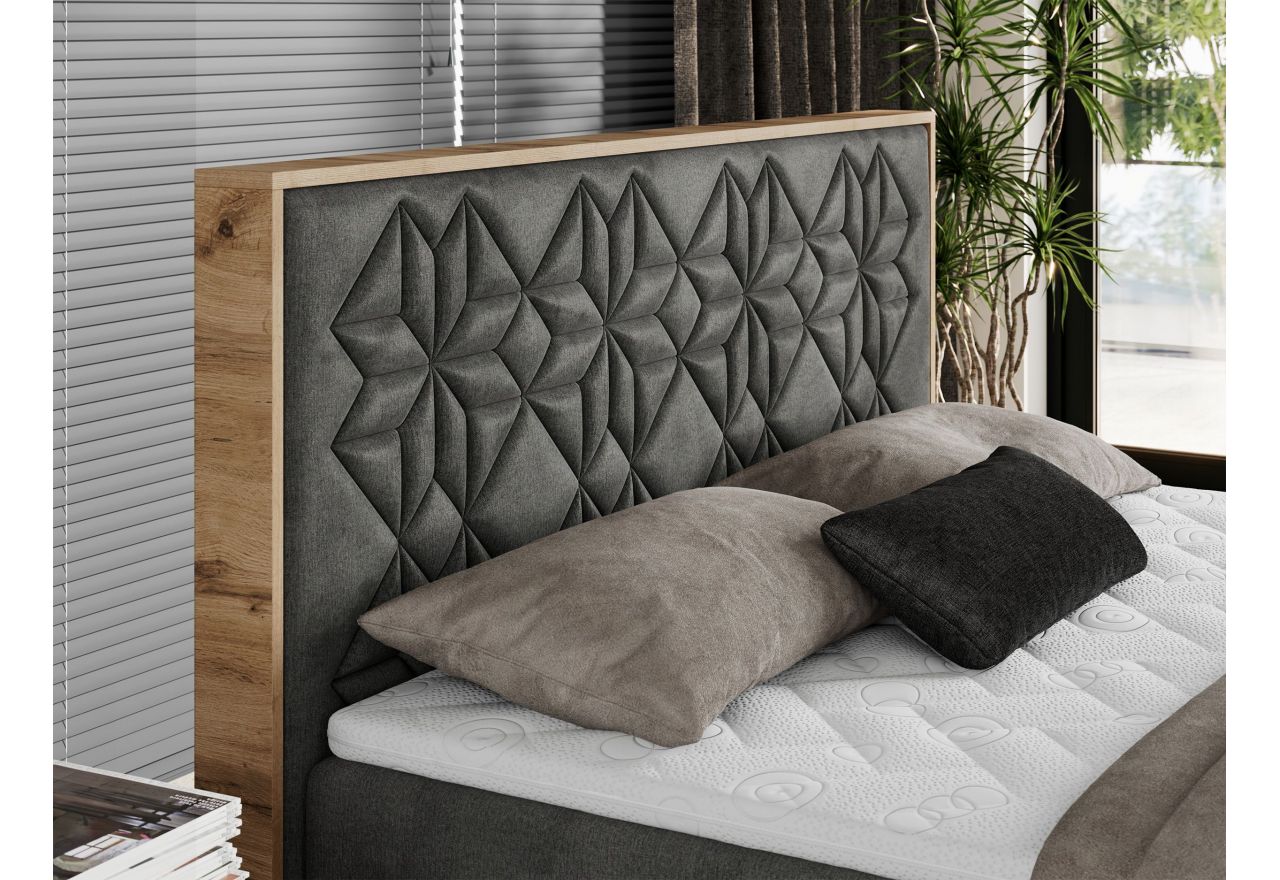 Łóżko kontynentalne NESSI 200x200 - H4 - ciemnoszary, welwet