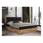 Łóżko kontynentalne NESSI 120x200 - H4 - czarny, ekoskóra