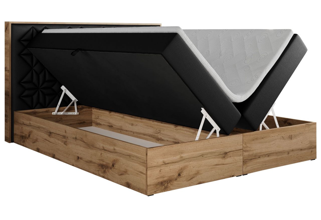 Łóżko kontynentalne NESSI 120x200 - H4 - czarny, ekoskóra