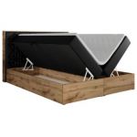 Łóżko kontynentalne NESSI 140x200 - H4 - czarny, ekoskóra