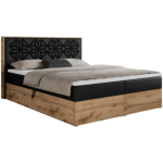 Łóżko kontynentalne NESSI 180x200 - H4 - czarny, ekoskóra