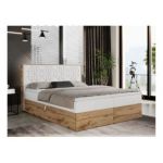 Łóżko kontynentalne NESSI 180x200 - H4 - biały, ekoskóra