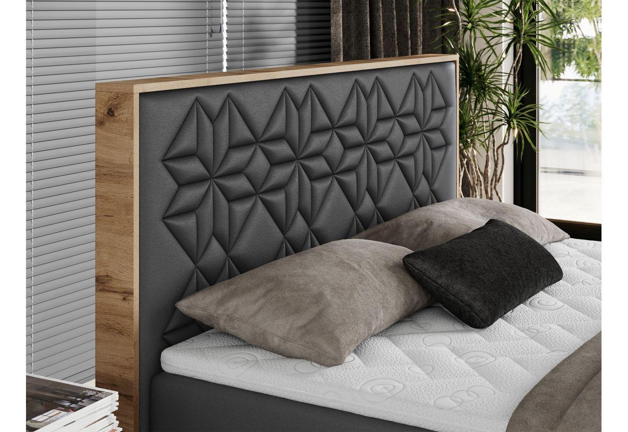 Łóżko kontynentalne NESSI 120x200 - H4 - szary, ekoskóra