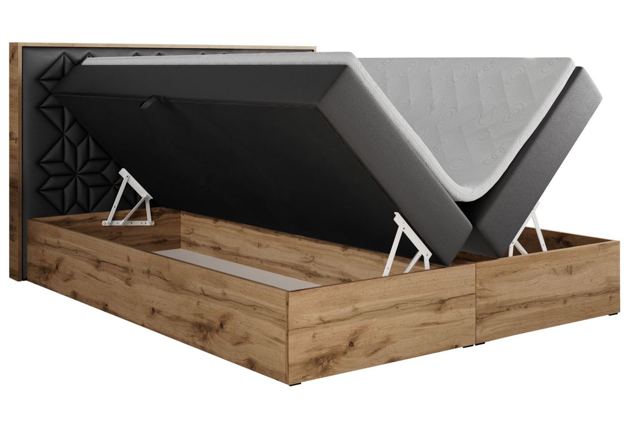 Łóżko kontynentalne NESSI 120x200 - H4 - szary, ekoskóra