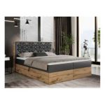 Łóżko kontynentalne NESSI 140x200 - H4 - szary, ekoskóra