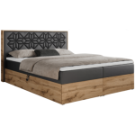 Łóżko kontynentalne NESSI 160x200 - H4 - szary, ekoskóra