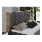 Łóżko kontynentalne NESSI 160x200 - H4 - szary, ekoskóra