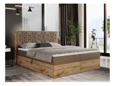 Łóżko kontynentalne NESSI 120x200 - H4 - brązowy, ekoskóra