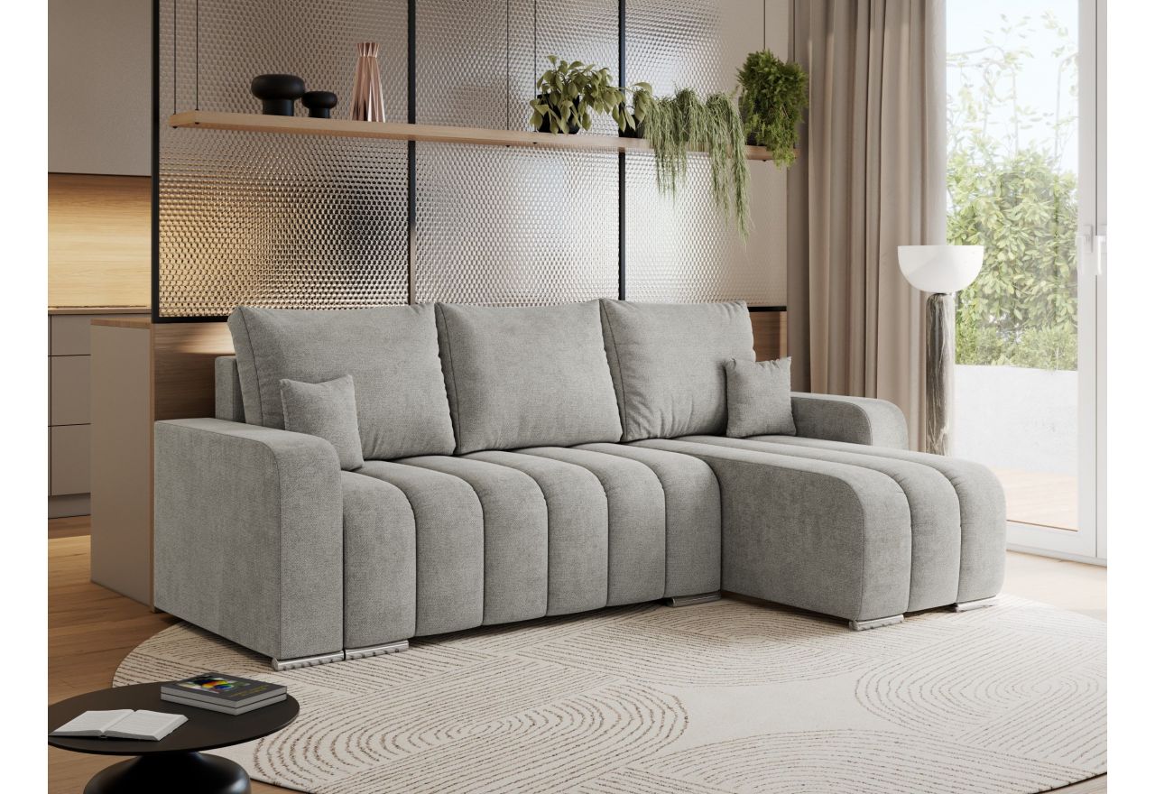 Narożnik KIRASSO L - uniwersalny - jasnoszary, struktura