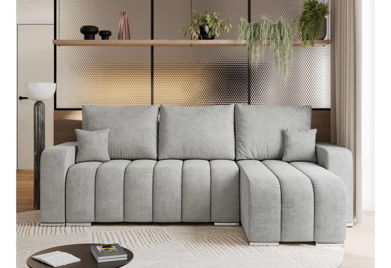 Narożnik KIRASSO L - uniwersalny - jasnoszary, struktura