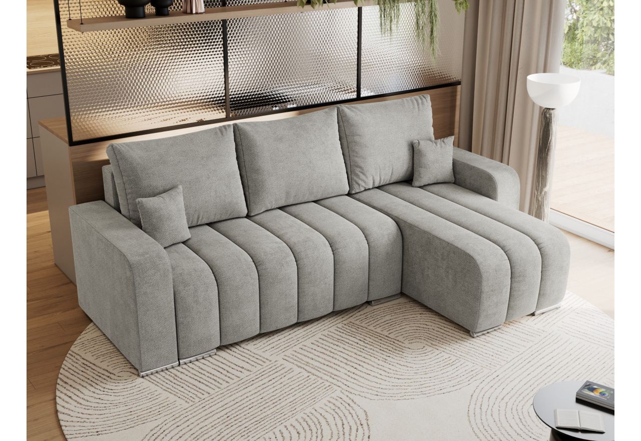 Narożnik KIRASSO L - uniwersalny - jasnoszary, struktura