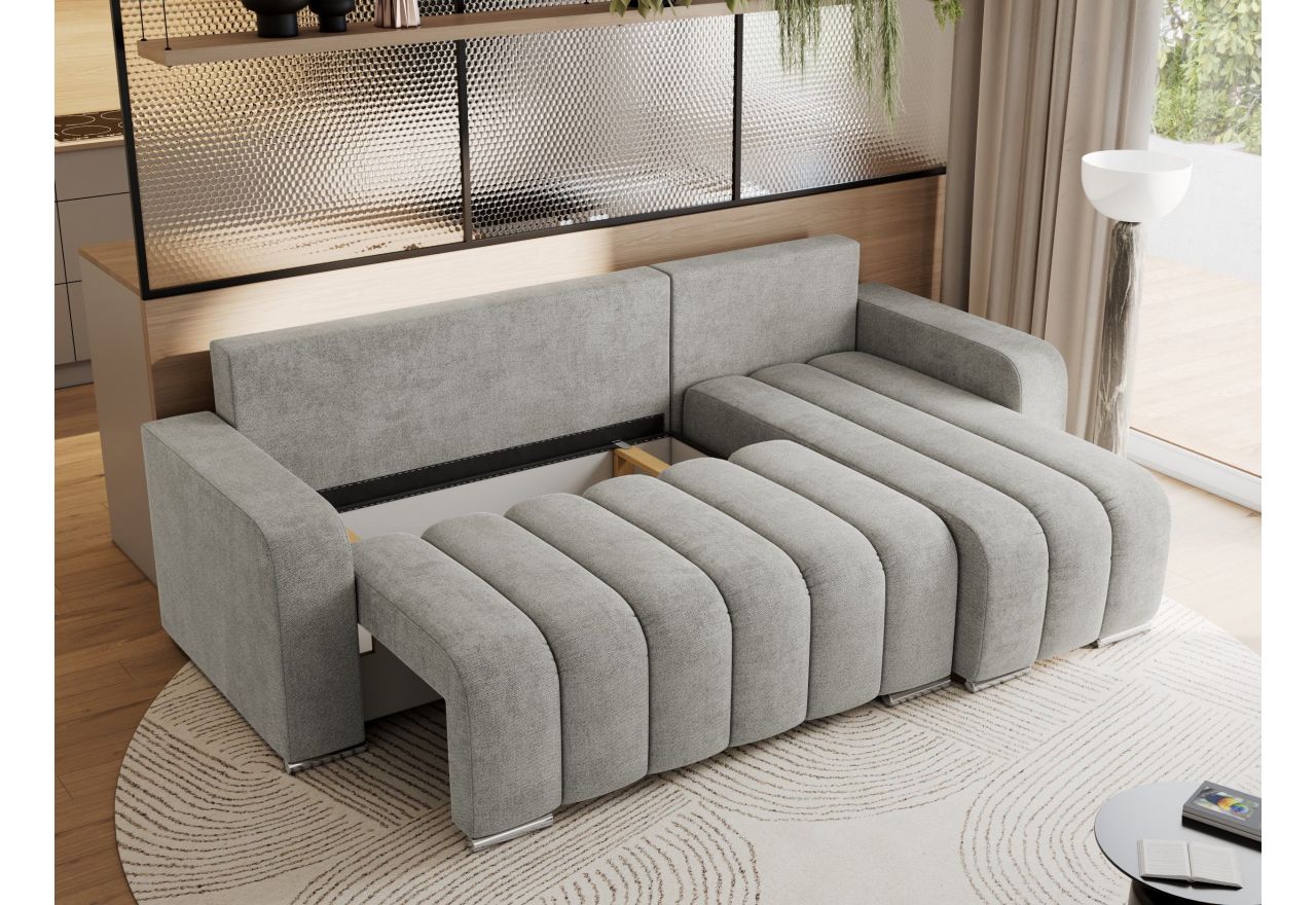 Narożnik KIRASSO L - uniwersalny - jasnoszary, struktura