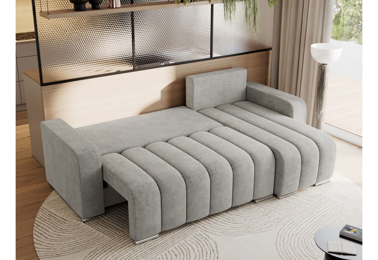 Narożnik KIRASSO L - uniwersalny - jasnoszary, struktura